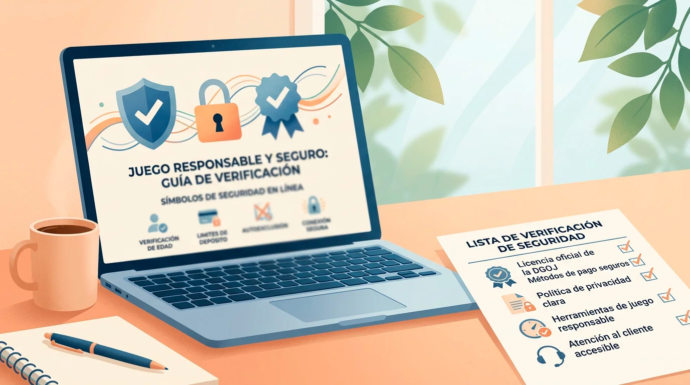 Mesa de trabajo con una lista de comprobación oficial sobre juego online en España